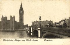 CPA London Westminster bridge and clock tower