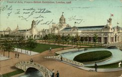 VINTAGE POSTCARD Runs off Arts Free Brithish Exhibition London 1908
