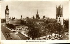 VINTAGE POSTCARD London Parliament London Public garden