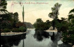 El pato de la POSTAL de la VENDIMIA cuece al horno el parque Middlesbourgh de Publlc