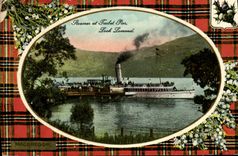 VINTAGE POSTCARD Streams At Tarbert Pier Soothing emulsion Lomond Boat