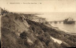 VINTAGE POSTCARD Folkestone View off Pier from Leas