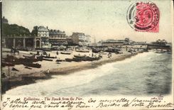 VINTAGE POSTCARD Folkestone The Beach from the Pier