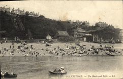 VINTAGE POSTCARD Folkestone The Beach and Top spins
