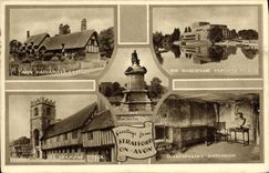 CPA Greeting from Statford on Avon the Shakespear Memorial Theatre Ann Hathaway Cottage 