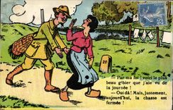 VINTAGE POSTCARD By My Faith Here More the Beautiful Game that J saw day Chasse Hunter