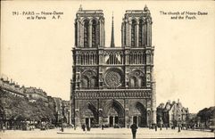 VINTAGE POSTCARD Paris Church Notre Dame and Pavis