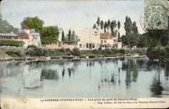VINTAGE POSTCARD the Chennevieres Game preserve Seen from Of the Bridge of Chennevieres