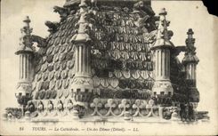 VINTAGE POSTCARD Tours Cathderale One of the Domes detail