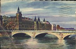 CPA Paris Le Palais de Justice et le pont au change