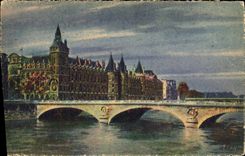 CPA Paris En Flanant Le Palais de Justice et le pont au change