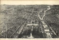 VINTAGE POSTCARD Panorama of Paris seen flight D bird on Tileries Louvre and L Is of Paris
