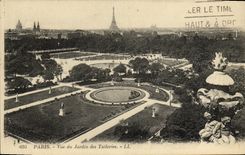 VINTAGE POSTCARD Paris Seen of the Garden of Tileries Eiffel Tower