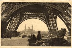 VINTAGE POSTCARD Paris While Strolling Sours the Eiffel Tower