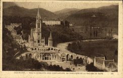 VINTAGE POSTCARD Heavy Sight Plongenate on L Esplanade the Basilica and Valle of Gave