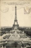 CPA Paris Les Jardins du Trocadero Le Pont d lena et La Tour Eiffel