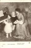 VINTAGE POSTCARD Living room Marie Languereau First lesson Piano