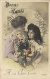 VINTAGE POSTCARD Happy New Year Child wife