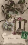 VINTAGE POSTCARD Happy New Year January 1st