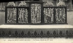 VINTAGE POSTCARD Abbey of Mont Saint Michel Passion Retable XV century old