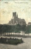 Apse de Nevers de la POSTAL de la VENDIMIA de la catedral y del jardin público