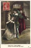 VINTAGE POSTCARD Old pure radiant Angels Faust Devil
