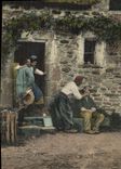 CPA Le Barbier du Village Coiffeur Folklore Costume TOP