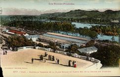 VINTAGE POSTCARD Pau News Terrace of the Royal Place and part Is chain of the Pyrenees