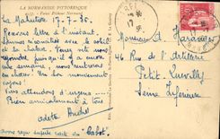 Hombre Sinning del normando pintoresco de Normandia de la POSTAL de la VENDIMIA viejo