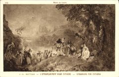 VINTAGE POSTCARD Museum of Louvre Paris Watteau L loading for Cythere