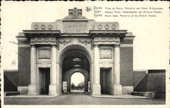 VINTAGE POSTCARD leper Meenen Poort Gedenteeken der Britsche Helden