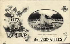 POSTAL de la VENDIMIA hola del lavabo grande del agua de Versalles de Latone