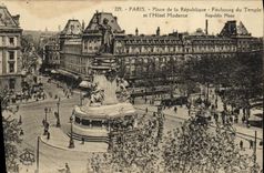 CPA Paris Place de la Republique Faubourg du Temple et Hotel Moderne Republic Place