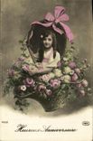 VINTAGE POSTCARD Happy Birthday Child Flowers
