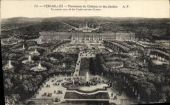 CPA Versailles Panorama du Chateau et des Jardins