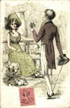 VINTAGE POSTCARD Couples Woman Costume