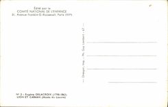 MODERN CARD Eugene Delacroix Lion and Caiman Museum of Louvre