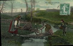 CPA Un passage difficile Folklore Enfants