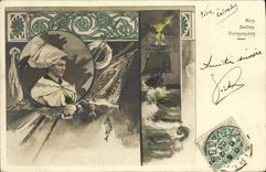 VINTAGE POSTCARD Our Beautiful Normans Sailing Bateay Apple brandy Folklore