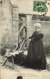 VINTAGE POSTCARD Normandy C P has Standard and Costumes an old Ropemaking machine