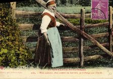 VINTAGE POSTCARD Picturesque Normandy old woman Folklore
