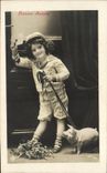 VINTAGE POSTCARD Happy New Year Child Pig