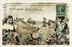 CPA Allo Allo Bonne Annee Enfants TElephone 