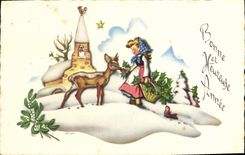 VINTAGE POSTCARD Good and Happy Year Hind