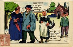 VINTAGE POSTCARD Then Marie Folklore Marriage