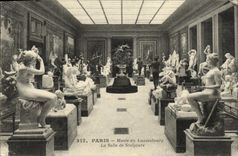VINTAGE POSTCARD Paris the Museum of Luxembourg the Room of Sculpture