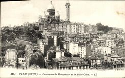 VINTAGE POSTCARD Paris Panorama of Montmartre and the Sacring Heart