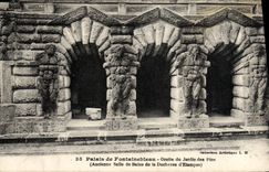 VINTAGE POSTCARD Palate of Fontainebleau Cave of the Garden of the Pines Former bathroom of the Duchess D Stamps