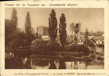 VINTAGE POSTCARD the Beautiful Passages of France Loing has Moret