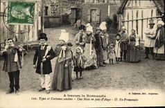 CPA A travers la Normandie Types et costumes anciens Une noce en pays d Auge Folklore 